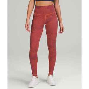 Lululemon Wunder Train HR Tight 28" Crackle Glaze Vintage Orange Larkspur Size 2